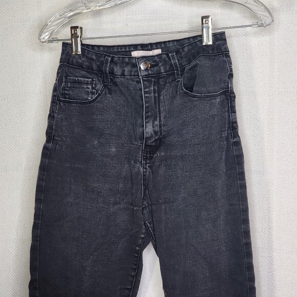 Forever 21 Black Cotton Poly Span High Waist 5 Pocket Stretch Skinny Jeans Sz 25 - Picture 5 of 16